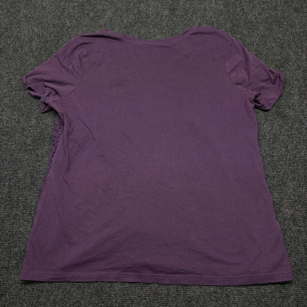 Eddie Bauer Womens XL Purple Lace Front Overlay Short Sleeve Cotton T-Shirt - Picture 4 of 6